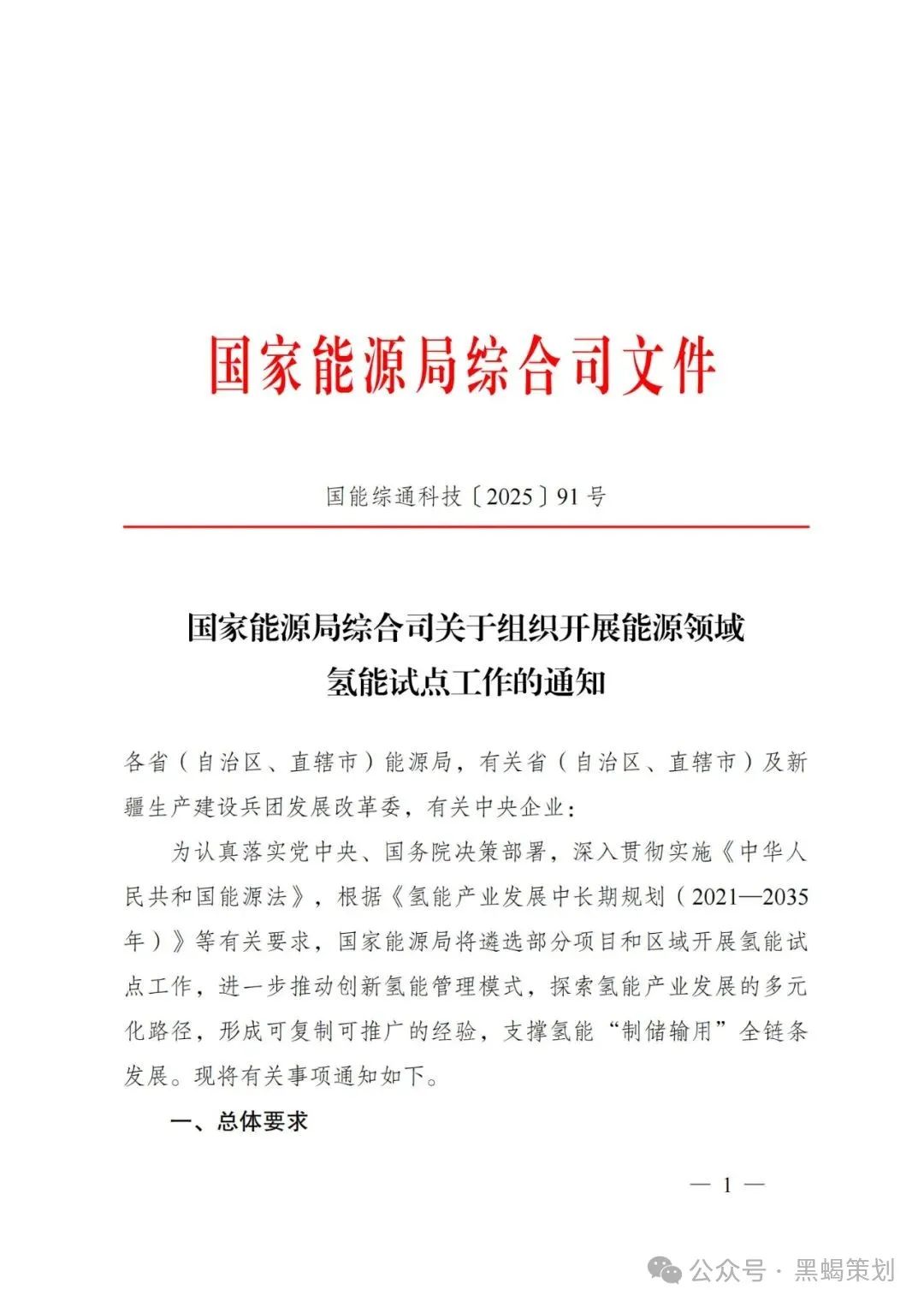 国家能源局综合司关于组织开展能源领域氢能试点工作的通知